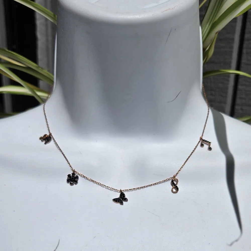 HOST PICK! 🎈🎉 Onyx Sterling & Rosegold Favorite Things Charm Necklace 16" - Picture 3 of 9